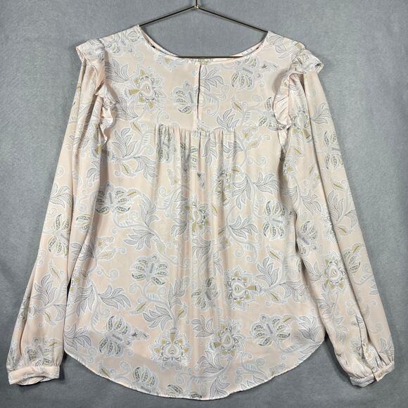 Loft Womens Floral Paisley Print Long Sleeve Semi Sheer Blouse Top Size Small - Picture 3 of 8
